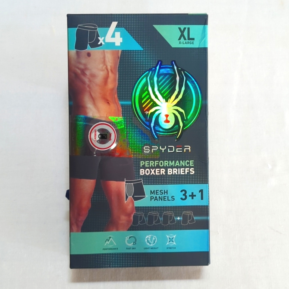 NWT Spyder Mens Boxer Briefs 4 pack XL